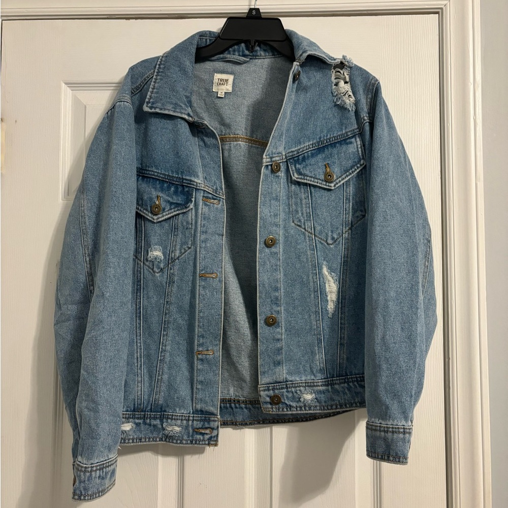 True Craft Light Blue Distressed Denim Jacket
